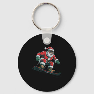Santa Snowboarding Christmas Holiday Retro Vintage Key Ring