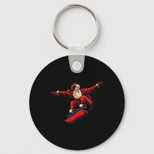 Santa Snowboarding Christmas Pajama Snowboard Spor Key Ring