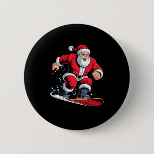 Santa Snowboarding Lover Funny Holiday Christmas X 6 Cm Round Badge