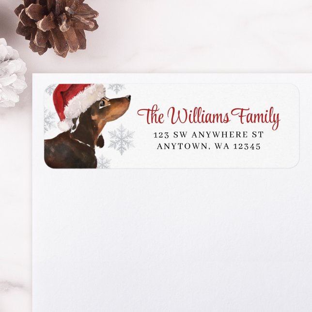 Santa Snowflake Black Tan Dachshund Return Address (Creator Uploaded)