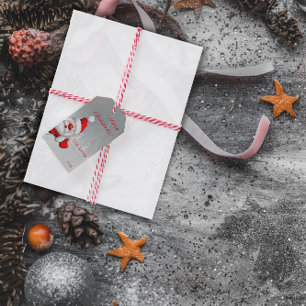 Santa Snowflake minimalist red letter Gift Tag