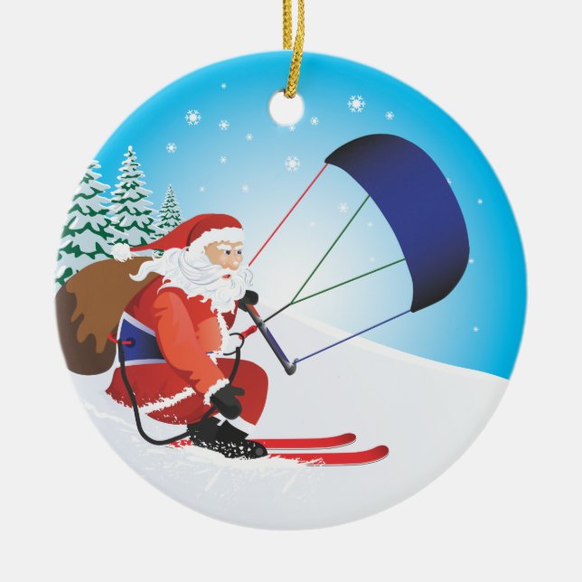 Santa Snowkite Ski Ornament (Front)