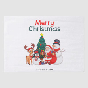 Santa Snowman And Reindeer Festive Merry Christmas Tissue Paper