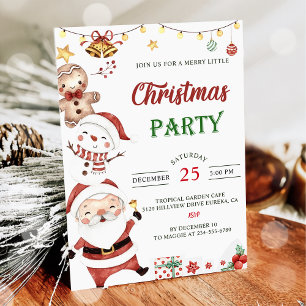 Santa Snowman Christmas Party Invitation