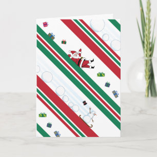 Santa & Snowman Christmas Stripes Card