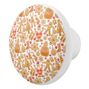 Santa & Snowman Gingerbread Christmas Cookies Ceramic Knob