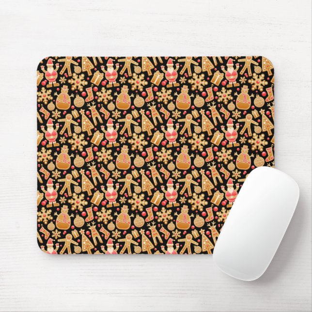 Santa & Snowman Gingerbread Christmas Cookies Mouse Pad (With Mouse)