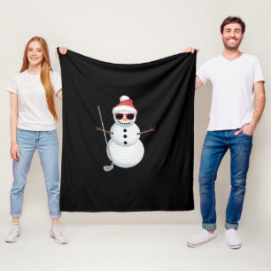 Santa Snowman Golf Ball Christmas Golfer Gift  Fleece Blanket
