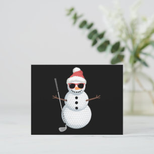 Santa Snowman Golf Ball Christmas Golfer Gift  Holiday Postcard