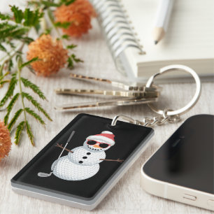 Santa Snowman Golf Ball Christmas Golfer Gift Key Ring