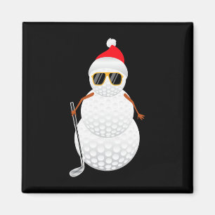 Santa Snowman Golf Ball Christmas Golfer Gift Magnet