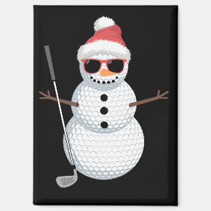 Santa Snowman Golf Ball Christmas Golfer Gift Magnet