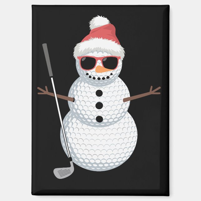 Santa Snowman Golf Ball Christmas Golfer Gift  Magnet (Front)