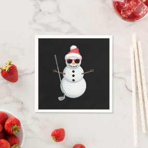 Santa Snowman Golf Ball Christmas Golfer Gift  Napkin