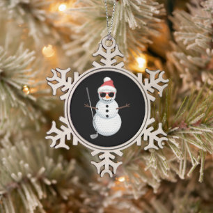 Santa Snowman Golf Ball Christmas Golfer Gift  Snowflake Pewter Christmas Ornament