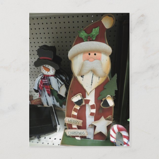 Santa & Snowman Holiday Postcard (Front)