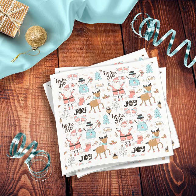Santa, Snowman, Reindeer Pattern ID559 Napkin (Creator Uploaded)