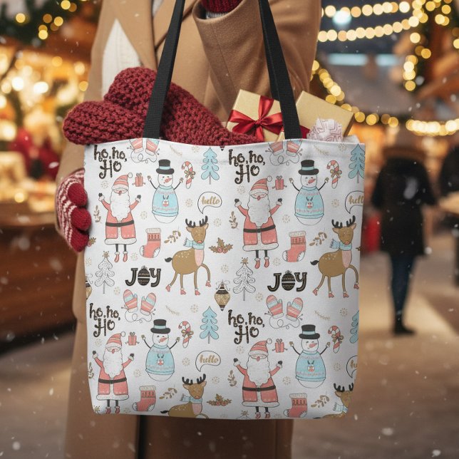 Santa, Snowman, Reindeer Pattern ID559 Tote Bag (Creator Uploaded)