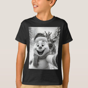 Santa Snowman Reindeer Taking A Selfie Photo Chris T-Shirt