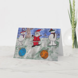 Santa & Snowmen Christmas Card