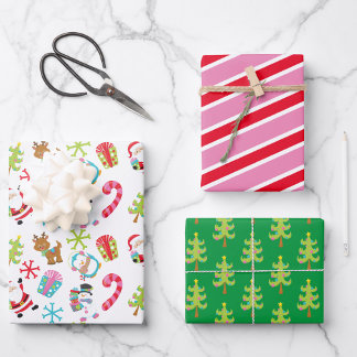 Santa, Snowmen & Reindeer Wrapping Paper Sheet
