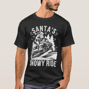 Santa Snowmobile Riding Snowmobiling Christmas  T-Shirt