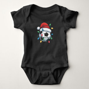 Santa Soccer Ball Sports Christmas Soccer Player Baby Bodysuit