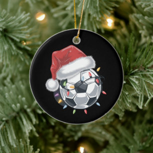 Santa Soccer Ball Sports Christmas Soccer Player Ceramic Tree Decoration