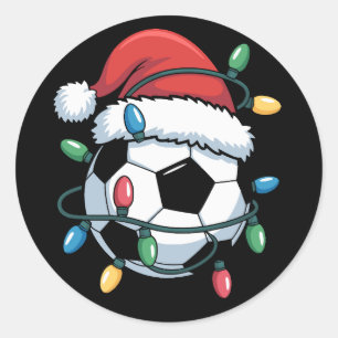 Santa Soccer Ball Sports Christmas Soccer Player Classic Round Sticker