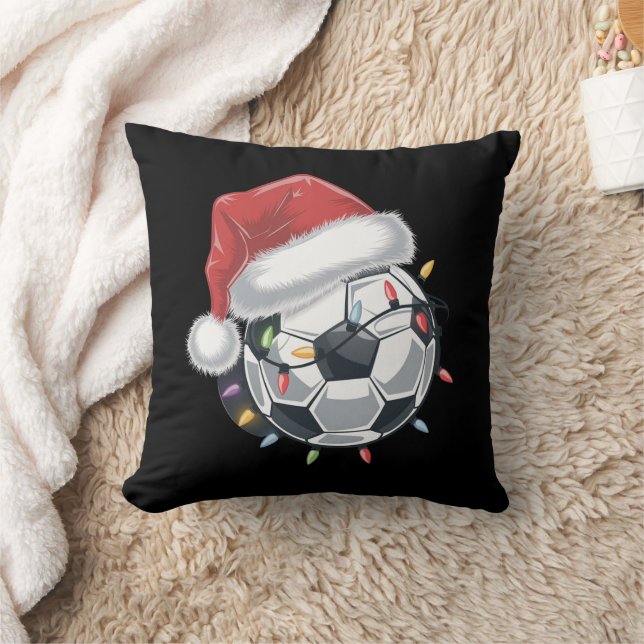 Santa Soccer Ball Sports Christmas Soccer Player  Cushion (Blanket)