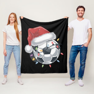 Santa Soccer Ball Sports Christmas Soccer Player Fleece Blanket