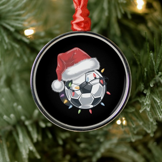 Santa Soccer Ball Sports Christmas Soccer Player  Metal Tree Decoration (Tree)