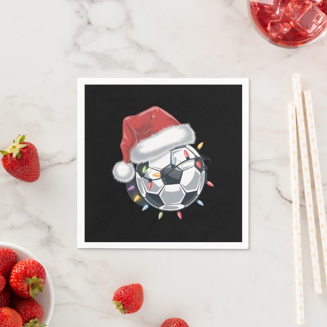 Santa Soccer Ball Sports Christmas Soccer Player  Napkin (Insitu)