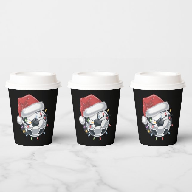 Santa Soccer Ball Sports Christmas Soccer Player  Paper Cups (Multi)