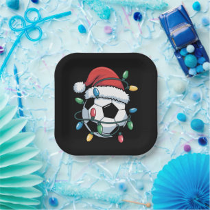 Santa Soccer Ball Sports Christmas Soccer Player Paper Plate