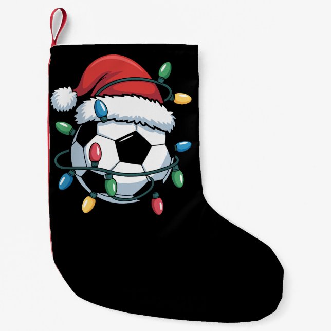 Santa Soccer Ball Sports Christmas Soccer Player Small Christmas Stocking (Front)