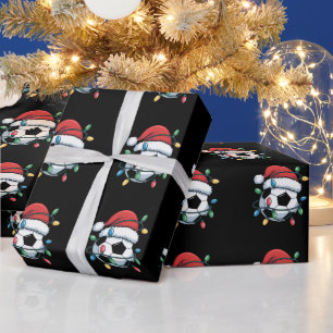 Santa Soccer Ball Sports Christmas Soccer Player Wrapping Paper