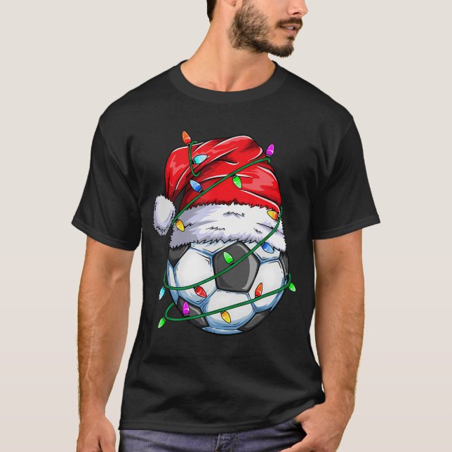 Santa Soccer Ball Sports Design- Christmas Soccer  T-Shirt (Front)