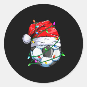 Santa Soccer Ball Srts Design- Christmas Soccer Pl Classic Round Sticker