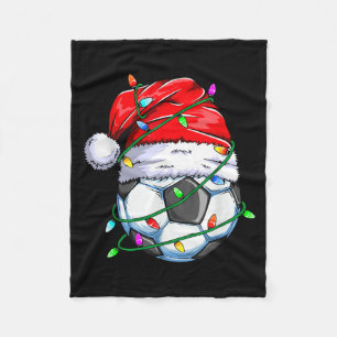 Santa Soccer Ball Srts Design- Christmas Soccer Pl Fleece Blanket