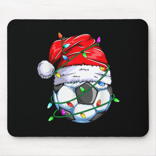 Santa Soccer Ball Srts Design- Christmas Soccer Pl Mouse Pad (Front)
