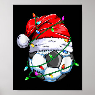 Santa Soccer Ball Srts Design- Christmas Soccer Pl Poster