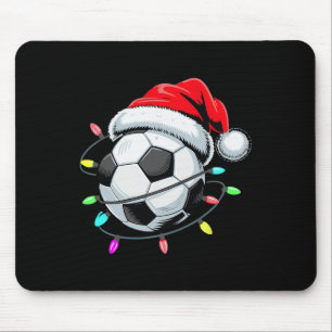 Santa Soccer Byll Christmas Lights Kids Boys Women Mouse Pad
