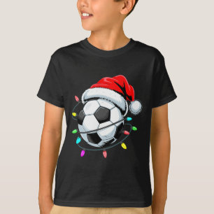 Santa Soccer Byll Christmas Lights Kids Boys Women T-Shirt