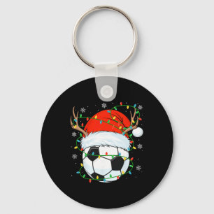 Santa Soccer Byll Xmas Lights Christmas Soccer Pla Key Ring