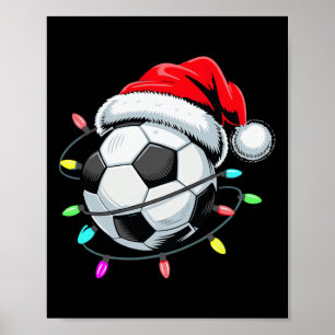 Santa Soccer Ll Christmas Lights Kids Boys Women M Poster