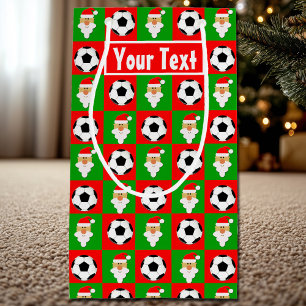 Santa Soccer Player Custom Name / Text Christmas Small Gift Bag