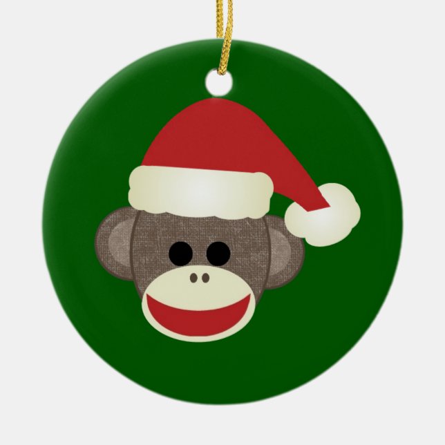 Santa Sock Monkey Ornament (Front)