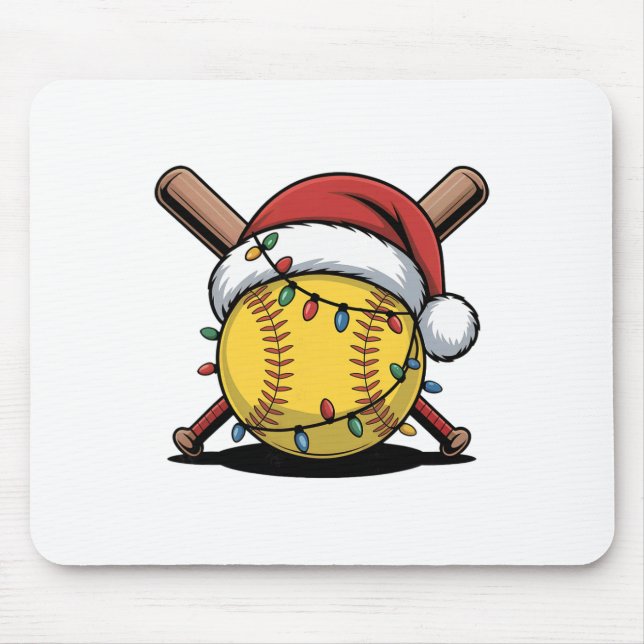 Santa Softll Ll Hat Christmas Lights Sports Player Mouse Pad (Front)