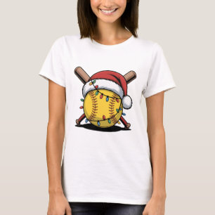 Santa Softll Ll Hat Christmas Lights Sports Player T-Shirt